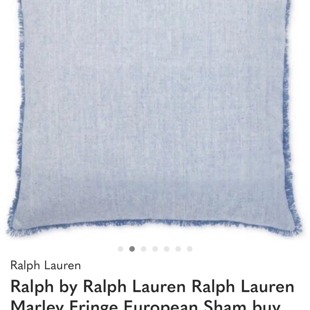 (2) Ralph Lauren Pale Blue Marley Fringe European Shams